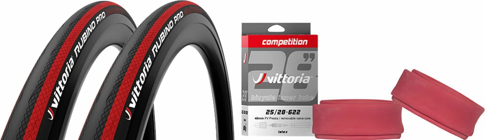 Vittoria Rubino Pro IV 25-622 G2.0 Set De 2 Pneus + Competition Latex 25/28 1 Vittoria Rubino Pro IV 25-622 G2.0 Set De 2 Pneus + Competition Latex 25/28