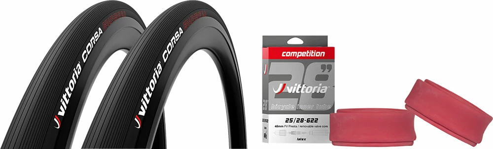Vittoria Corsa G2.0 25-622 Jeu De 2 + Competition Latex 25/28 1 Vittoria Corsa G2.0 25-622 Jeu De 2 + Competition Latex 25/28