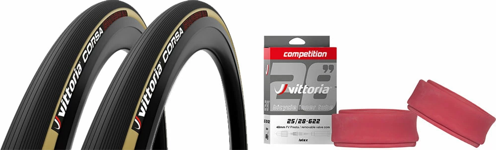 Vittoria Corsa G2.0 25-622 Jeu De 2 + Competition Latex 25/28 1 Vittoria Corsa G2.0 25-622 Jeu De 2 + Competition Latex 25/28